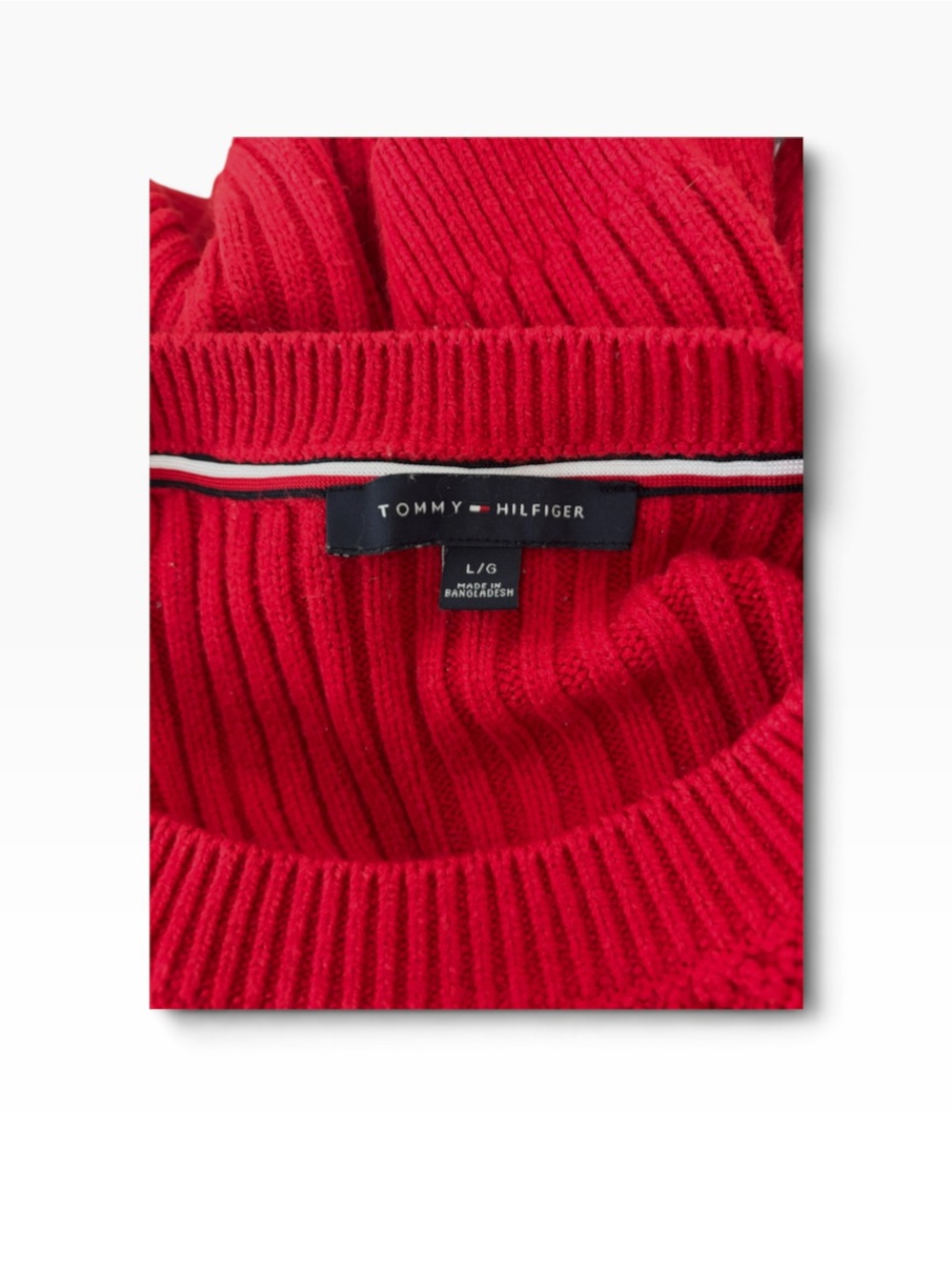 Tommy Hilfiger Red Cable Knit Sweater- Size Large - Picture 4 of 4